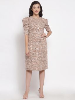 Ayrolane - Brown Printed Printed Collar Dress