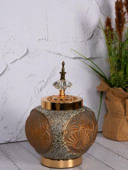 Aarvi Decor - Golden Antique Decorative Ceramic Reverie Vase for Home and Office