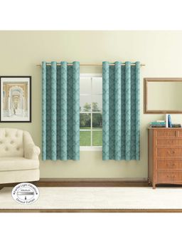 HomeTown - Fiesta Jacquard Dim Out Curtains 5 Feet In Turquoise Colour (Set of 2)