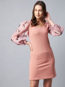 StyleStone - Women's Peach Bodycon Mini Dress