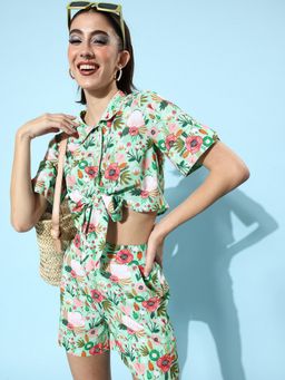 StyleStone - Women's Floral Polyester Top with Shorts