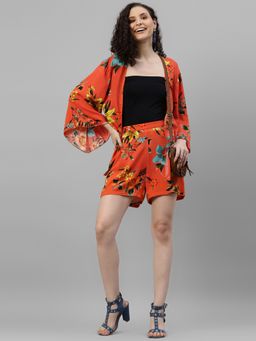 Deebaco - Floral Pure Rayon Shrug with Shorts