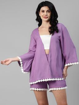Deebaco - Lavender Viscose Rayon Women's Shrug with Shorts