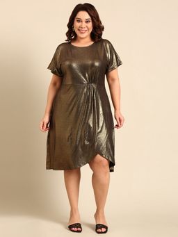THE PINK MOON - Gold Party Knee Length Dress