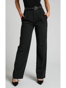 Fnocks - Black Women's Casual Pant Straight-Leg Trouser