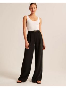 Fnocks - Black Women's Wide Leg Casual Pant Trouser