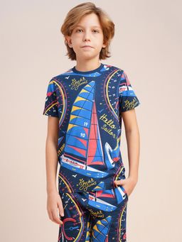 Jack & Jones Junior - Boys Blue Printed T-Shirt