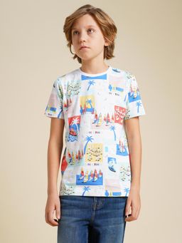Jack & Jones Junior - Boys White Sail Fest Print T-Shirt