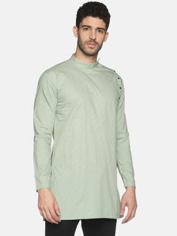 SHOWOFF - Mens Casual Lt.green Slim Fit Full Kurta