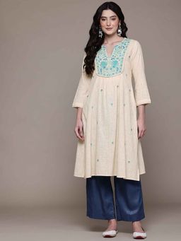 Aarke Ritu Kumar - Women Off White Cotton Round Neck Kurta