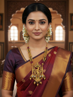 Treemoda - Multi-Color Brass Temple Jewellery Set