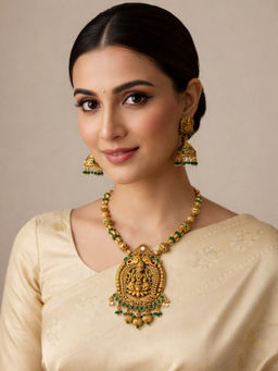 Treemoda - Green Brass Stones Jewellery Set