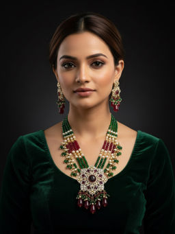 Treemoda - Multi-Color Brass Stones Jewellery Set