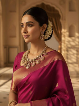 Treemoda - Peach Brass Stones Jewellery Set