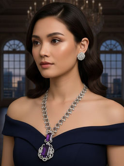 Treemoda - Purple Brass Stones Jewellery Set