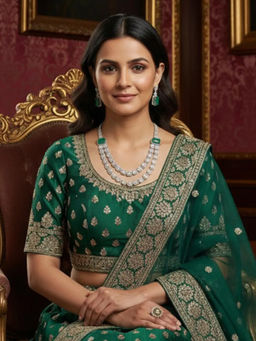 Treemoda - Green Brass Stones Jewellery Set