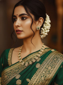 Treemoda - Green Brass Stones Jewellery Set