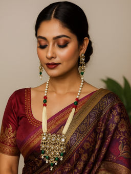 Treemoda - Green Brass Stones Jewellery Set