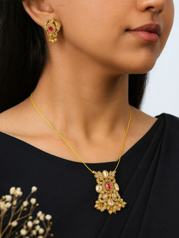 Treemoda - Purple Brass Stones Jewellery Set
