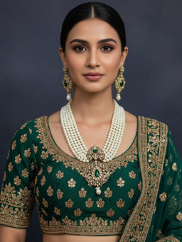 Treemoda - Green Brass Stones Jewellery Set