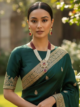 Treemoda - Red Brass Stones Jewellery Set