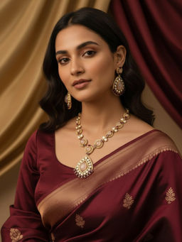 Treemoda - Pink Brass Stones Jewellery Set