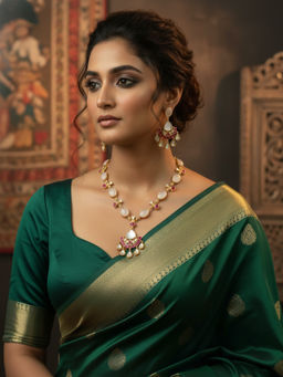 Treemoda - Pink Brass Stones Jewellery Set