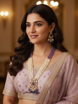 Treemoda - Purple Brass Stones Jewellery Set