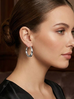 925 SILLER - Silver Sterling Silver Statement Hoops Earring