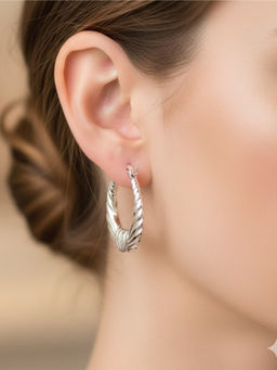 925 SILLER - Silver Sterling Silver Statement Hoops Earring