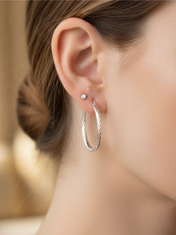 925 SILLER - Silver Sterling Silver Statement Hoops Earring