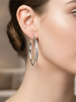 925 SILLER - Silver Sterling Silver Statement Hoops Earring