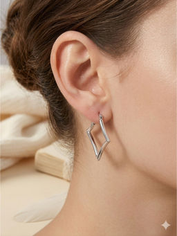 925 SILLER - Silver Sterling Silver Statement Hoops Earring