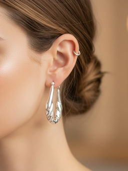 925 SILLER - Silver Sterling Silver Statement Hoops Earring