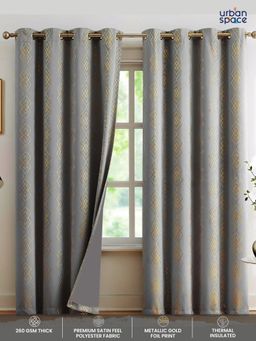 Urban Space - Blackout Curtain for Window 5 ft with Eyelets and Tieback 1 Piece-Grey