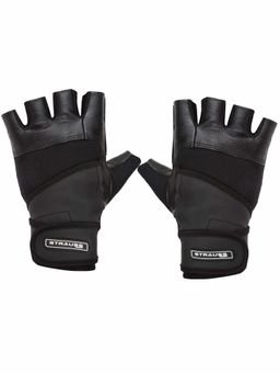 Strauss - Leather Gym Gloves with Wrist Wrap (Medium)