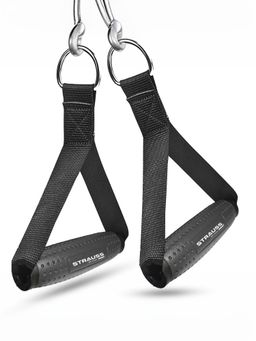 Strauss - Heavy Duty Pvc Resistance Band D Shaped Handles Pack Of 2 (Black)