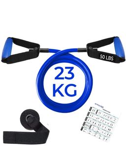 Strauss - Single Resistance Tube with Pvc Handle and Door Knob and Bag Blue 50 Lbs