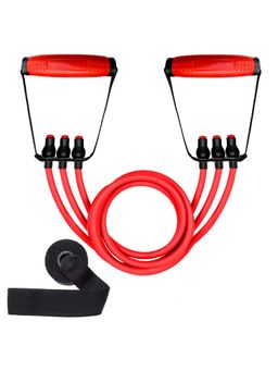 Strauss - Triple Resistance Tube with Pvc Handle and Door Knob and Bag Red 60 Lbs