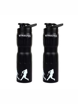 Strauss - Stainless-Steel Water Bottle 750Ml (Black) Pack Of 2