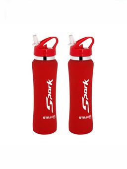 Strauss - Spark Stainless-Steel Bottle Rubber Finish 750Ml (Red) Pack Of 2