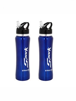 Strauss - Spark Stainless-Steel Bottle Metal Finish 750Ml (Blue) Pack Of 2