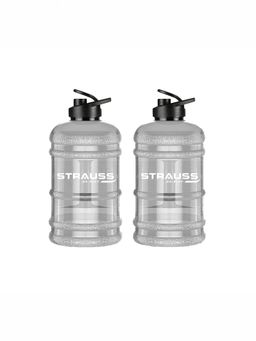 Strauss - Gallon Shaker Water Bottle 1.5L with Mixer Ball (White Shade) Pack Of 2