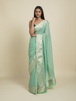 Suta - Sea Green Mul Cotton Border Saree