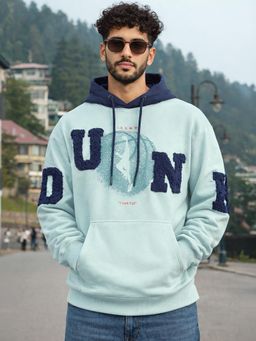 Bewakoof - Men Green Dunk Typography Oversized Hoodie