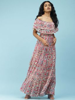Label Ritu Kumar - Ecru Floral Printed Maxi Dress