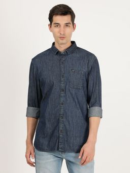 Wrangler - Men Solid Blue Shirt (Regular)