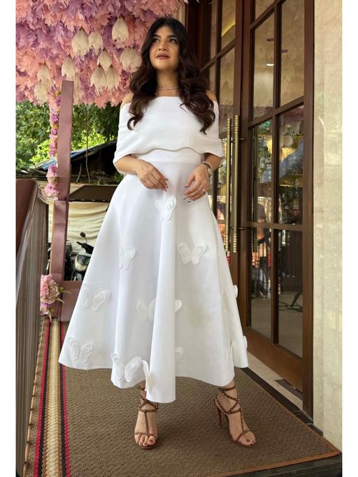 Buy Ozeqo Amyra White Solid Maxi Dress with Wrap (Set of 2) (XS) Online