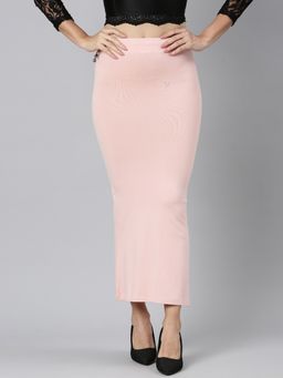 TWIN BIRDS - Peach Pink Women Straight Fit Saree Shapewear