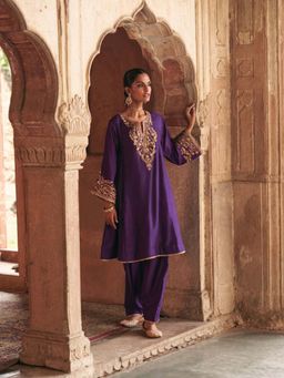 Sheetal Batra - Marwa Deep Purple Short Kurta with Salwar